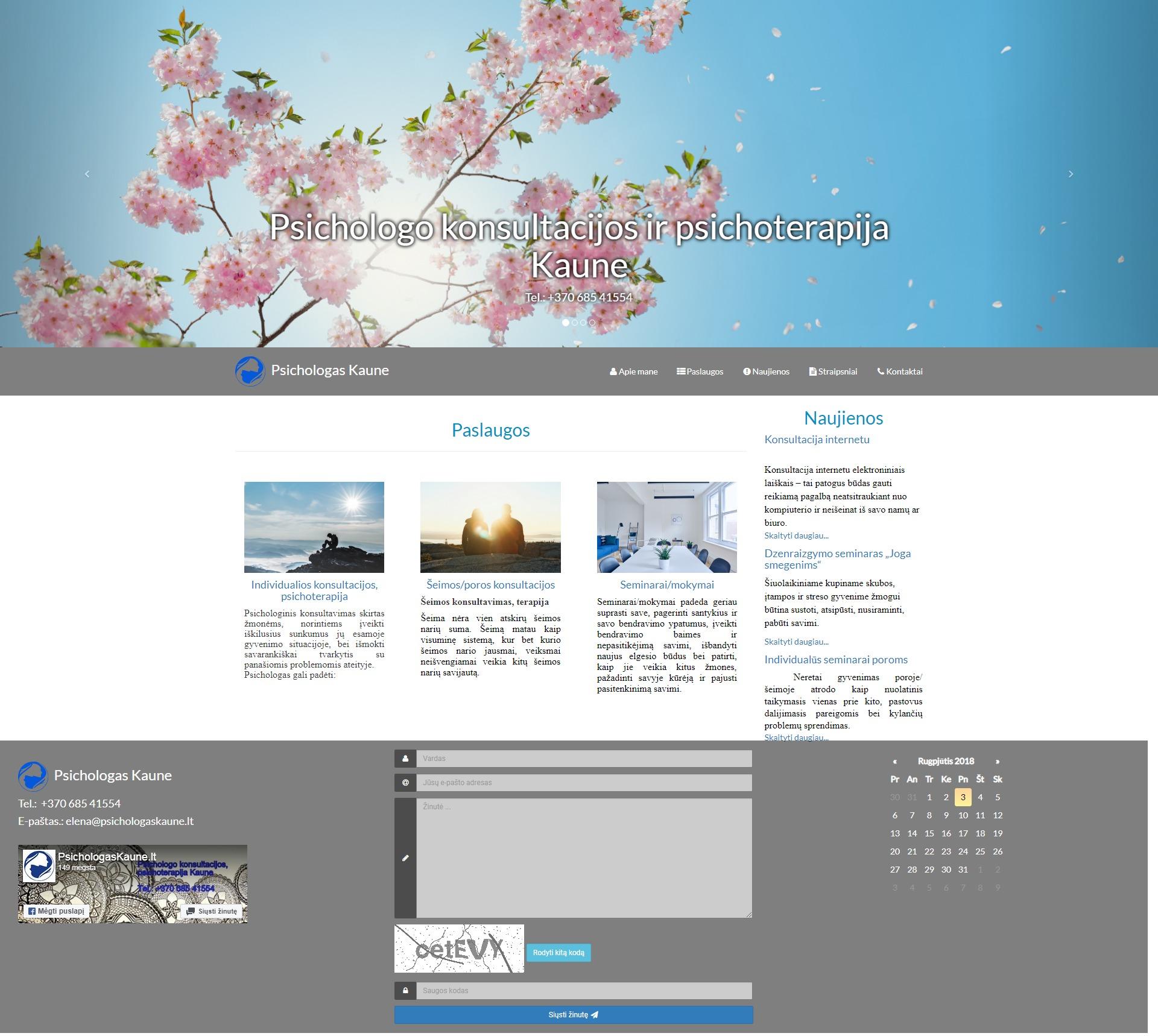 Psichologo interneto svetainės kūrimas.